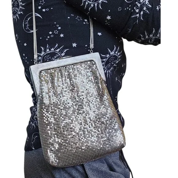 Vintage Oroton Germany Silver Purse Mesh‎ Evening Bag Metallic Mod MCM Cocktail - Picture 2 of 13